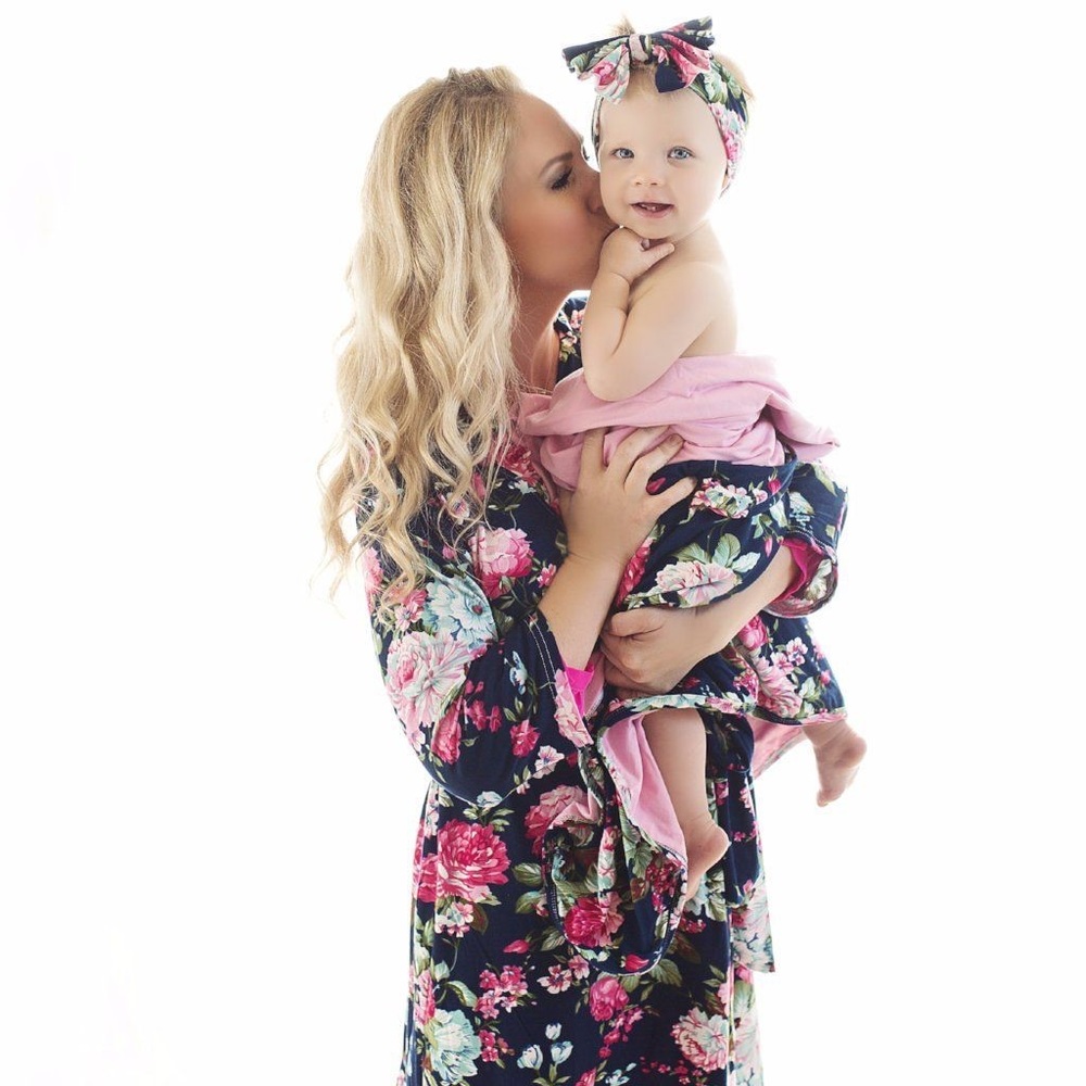 posh peanut robe bow patoo double swaddle navy